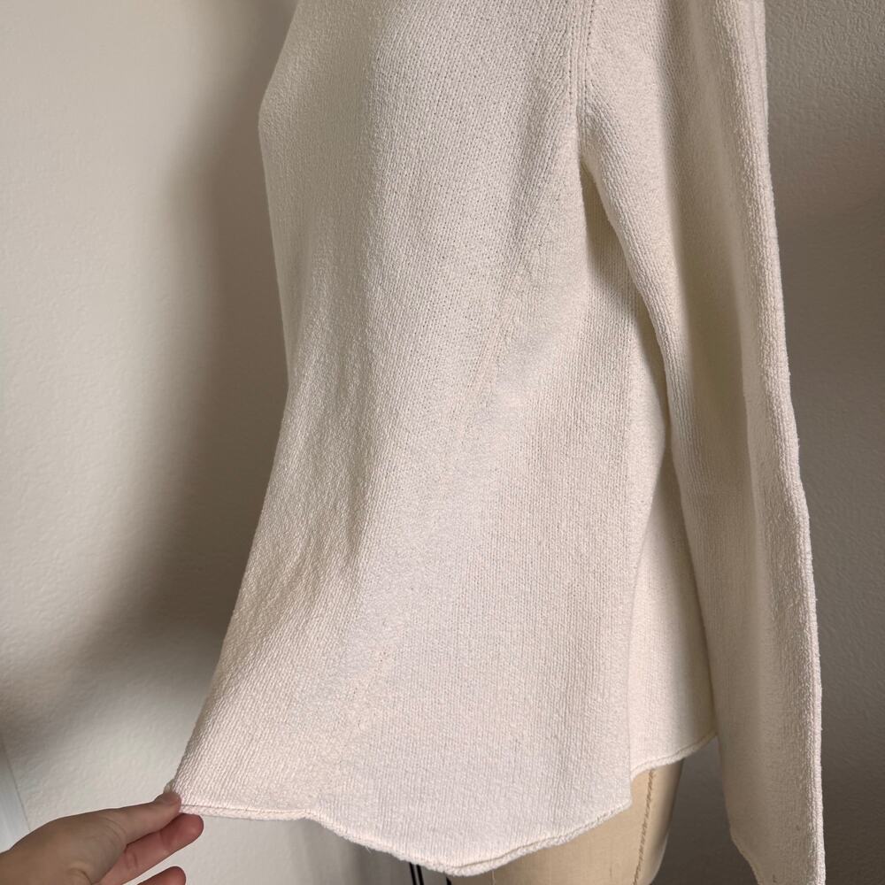 Eileen Fisher - Size L Ivory Textured Knit Sweater Scoop Neck Minimalist Luxury - Picture 6 of 13